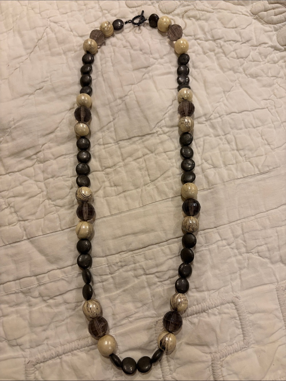Natural Brown & Cream Beaded Necklace - Women Jewelry